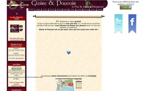 Capture d'�cran du jeu web Gloire et Pouvoir