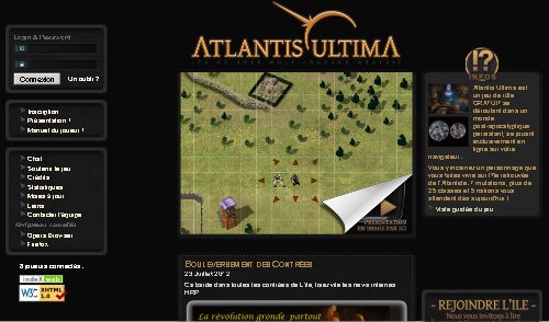 Capture d'�cran du jeu web Atlantis Ultima : Le jeu de r&ocirc;le en ligne