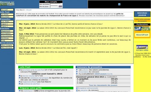 Capture d'�cran du jeu web PRONO-FOOT : concours Loto Foot