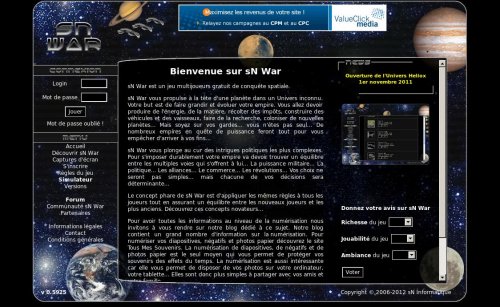 Capture d'�cran du jeu web sN War