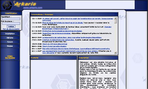 Capture d'�cran du jeu web Arkaris