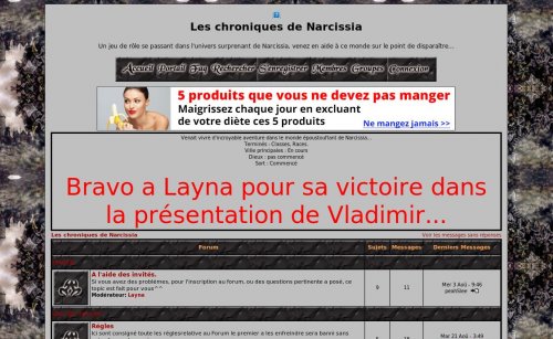 Capture d'�cran du jeu web Les chroniques de Narcissia