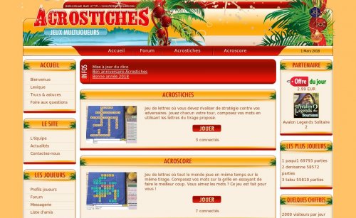 Capture d'�cran du jeu web Acrostiches jeu de lettres