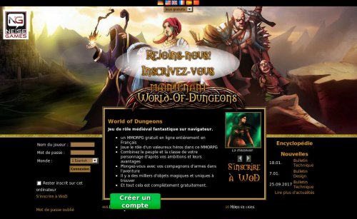 Capture d'�cran du jeu web World of Dungeons JdR sur Navigateur