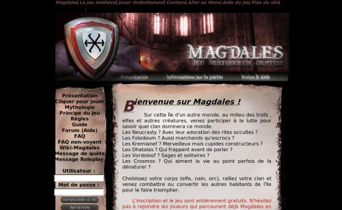 Capture d'�cran du jeu web Magdales