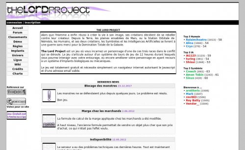Capture d'�cran du jeu web The Lord Project