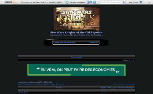 Capture d'�cran du jeu web Star Wars KOTOR : froum RPG
