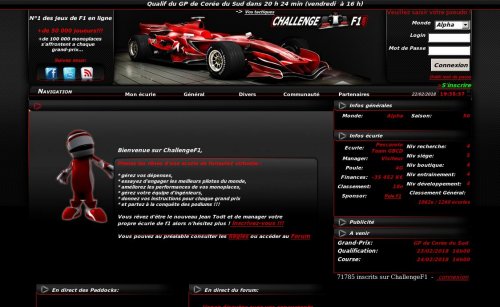 Capture d'�cran du jeu web Challenge F1