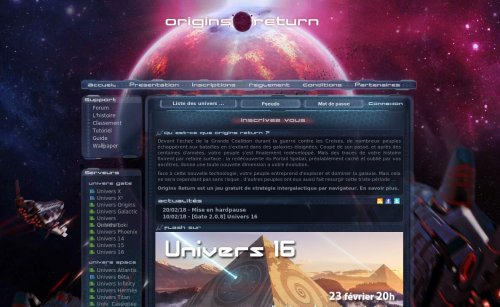 Capture d'�cran du jeu web Origns Return
