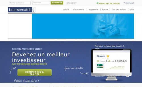 Capture d'�cran du jeu web Boursematch.com