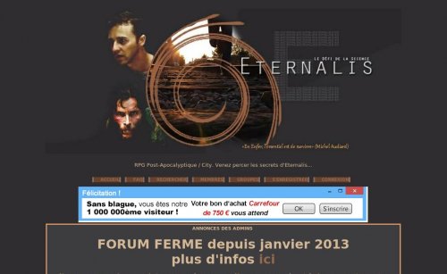 Capture d'�cran du jeu web Eternalis, le d&eacute;fi de la science