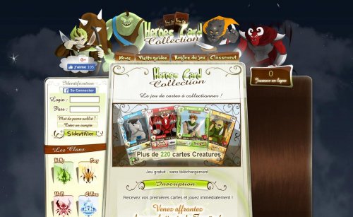 Capture d'�cran du jeu web Heroes Card Collection