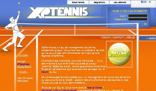 Capture d'�cran du jeu web jeu de tennis : xptennis