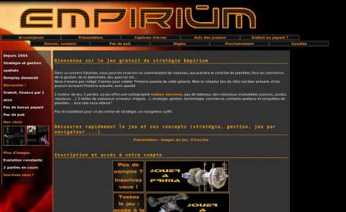 Capture d'�cran du jeu web Empirium