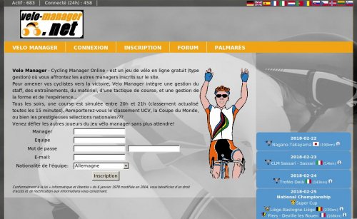 Capture d'�cran du jeu web Velo Manager : Jeu de cyclisme en ligne gratuit