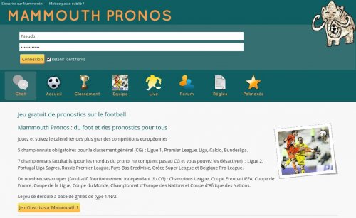 Capture d'�cran du jeu web Mammouth Pronostics